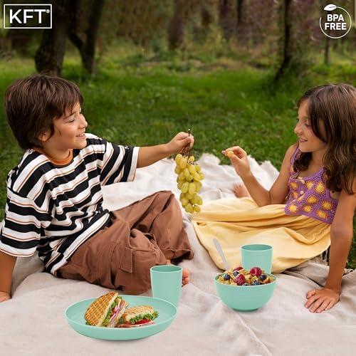 Eco-Friendly Dinnerware Set for 4 - Lightweight Unbreakable for Camping