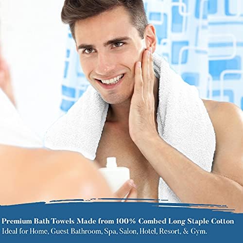 DAN RIVER Premium Bath Towels 27x54 Inches 4 Pack White 550 GSM