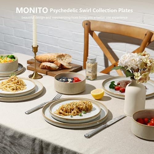 12-Piece Modern Ceramics Set Reactive Glaze Design