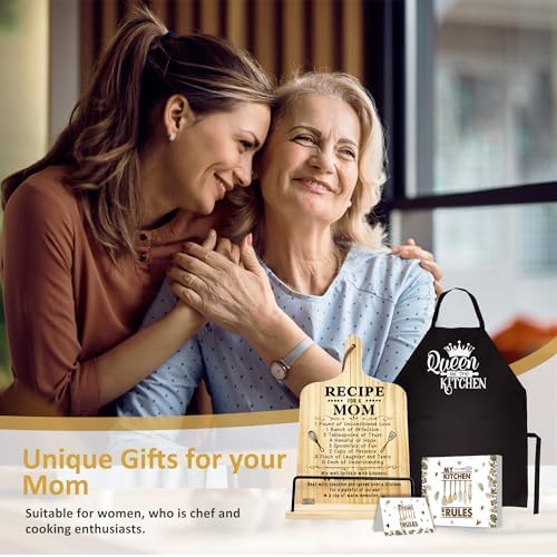 Thoughtful Functional Gift for Mom adjustable recipe stand with apron set