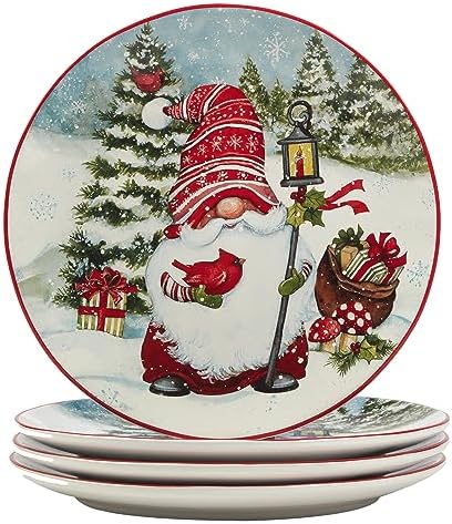 Glowing Christmas Gnomes Dinner Plate Set