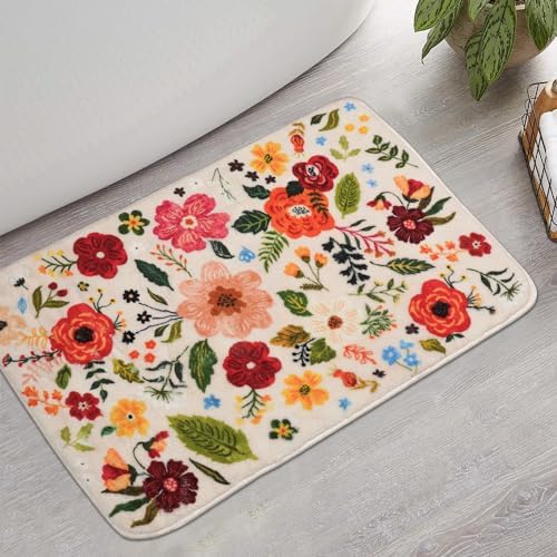 Stylish Non-Slip Bathmat with Soft Floral Design