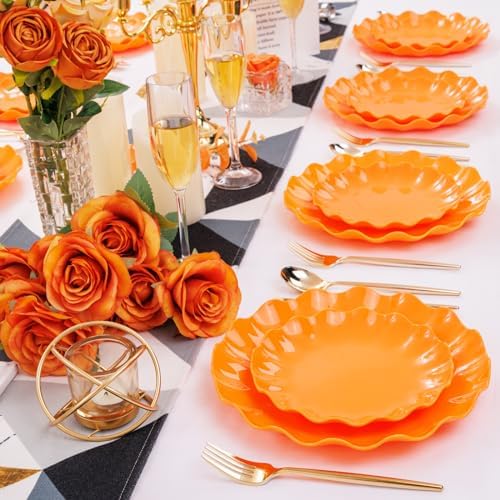 24-Piece Heavy-Duty Orange Plates