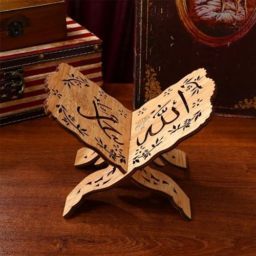 PRETYZOOM Foldable Quran Stand Wooden Book Holder