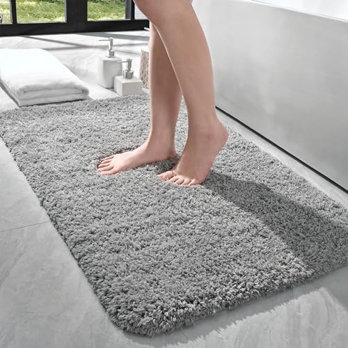 Luxurious 36x24-inch bathroom rug machine washable non-slip grey