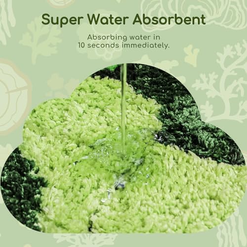 Green Moss Bath Mat - 32x20 Inch Soft Non-Slip Washable