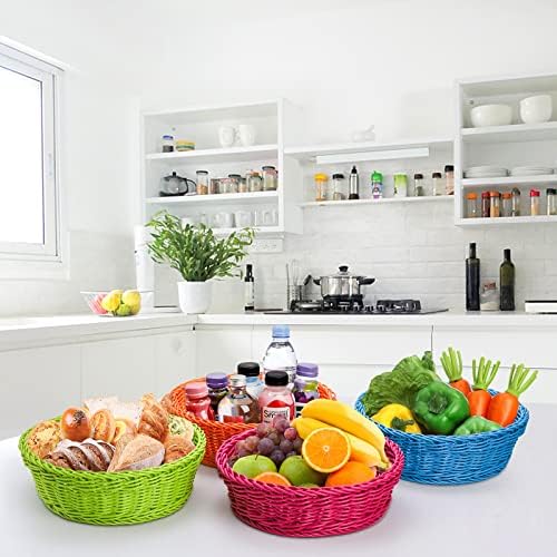 4-Piece Rattan Woven Baskets for Fruit Storage Serving