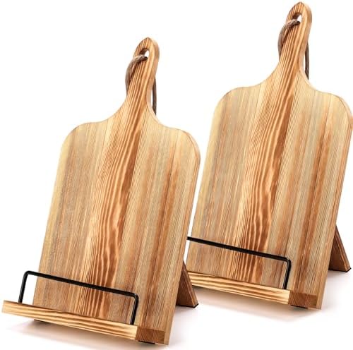 2 Pcs Rustic Pine Adjustable Cooking Stand for Women