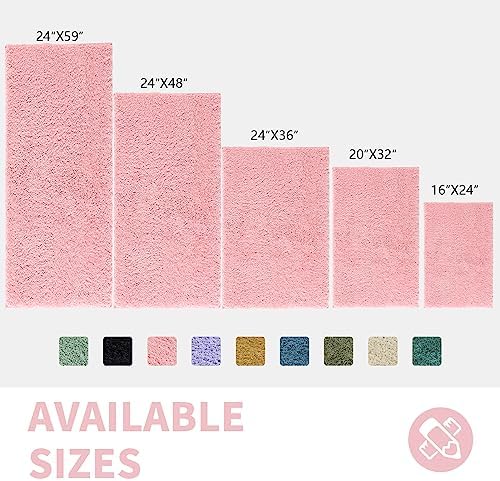 CozeCube Pink Bathroom Rug 24 x 16 Non-Slip Washable Soft