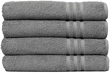 100 Cotton Bath Towels Set of 4 27x54 Inch