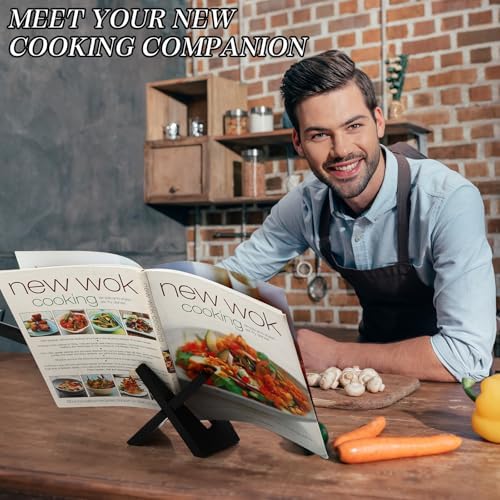 6-Piece Wooden Cookbook Stand Black