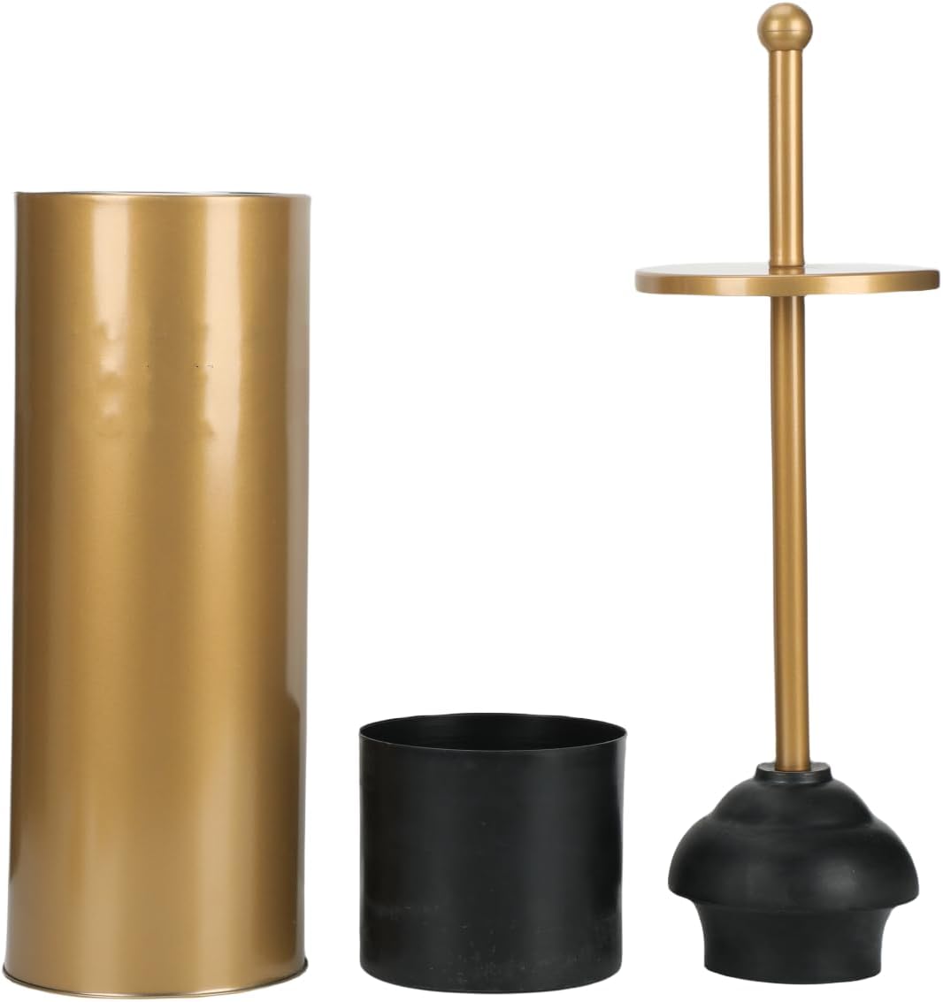 Gold Toilet Plunger with Holder for Bathroom Canister