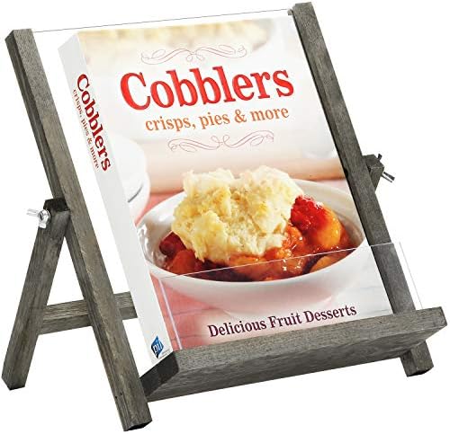 MyGift Rustic Kitchen CookBook Stand with Foldable Kickstand