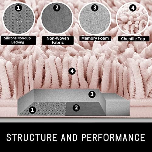 Yimobra Luxe Bath Mat - Soft Chenille Non-Slip Absorbent Machine Washable