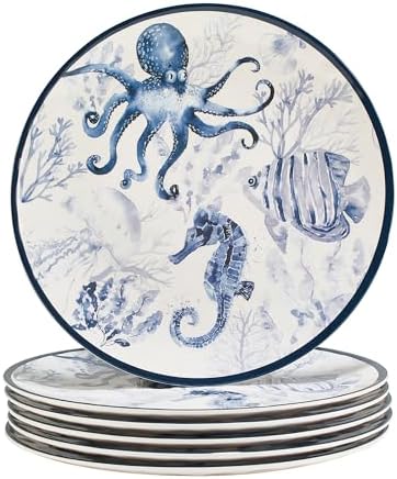 Delightful Melamine Dinner Plates Set of 6 Multicolor