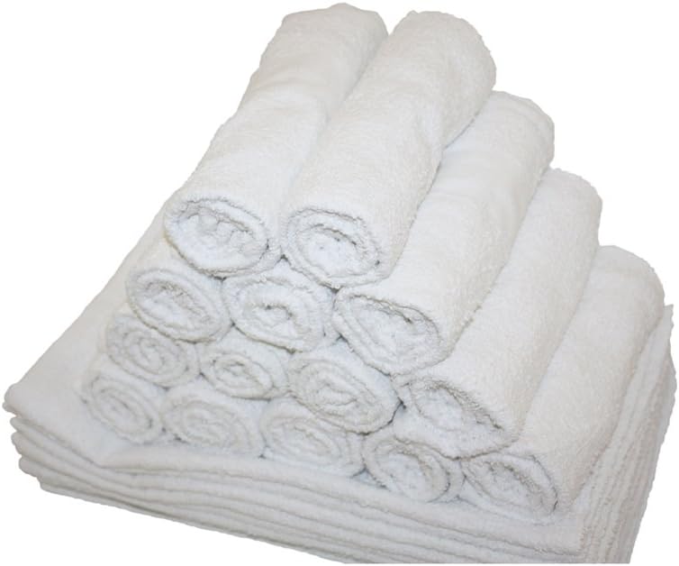 Economy White Washcloths 12x12 Inches Bulk Pack 24 Set