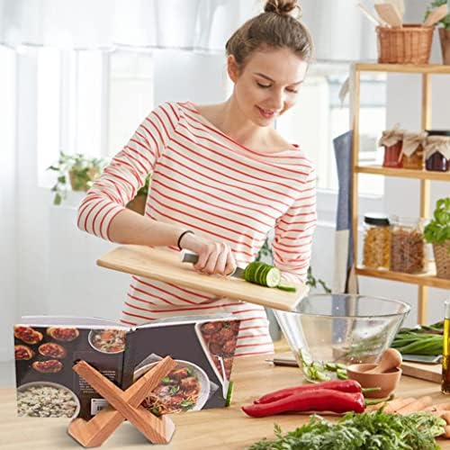 Sturdy Wood Cookbook Stand with Tablet Record Holder