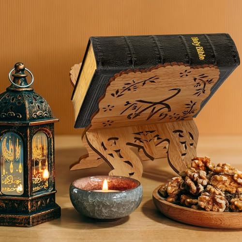 PRETYZOOM Foldable Quran Stand Wooden Book Holder