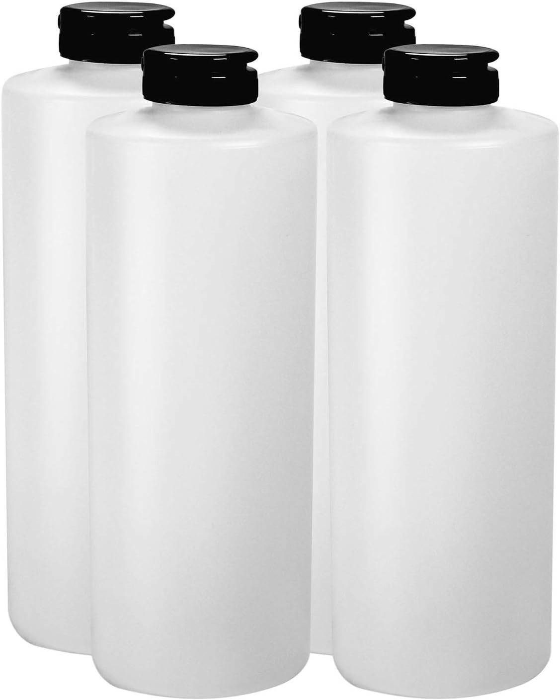4 Piece Set - Condiment Squeeze Bottles 32 oz Black Flip Top