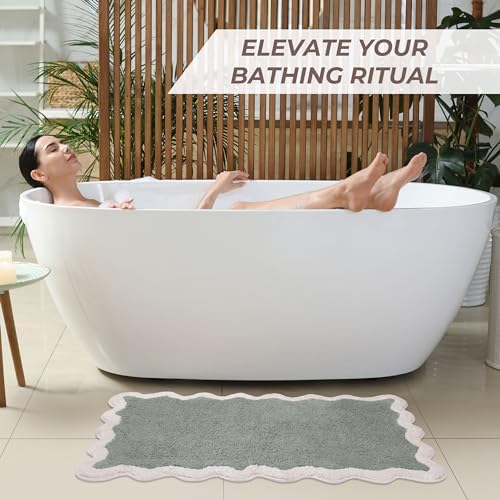 Ergonomic Design Sage Green Bathroom Rug 20x32