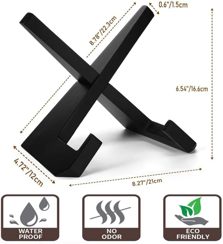 Rumcnjen Cookbook Stand - Black Wooden Recipe Holder