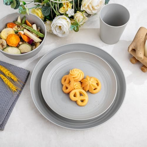 16-Piece Wheat Straw Dinnerware Set Plastic Dinnerware Reusable Tableware for 4
