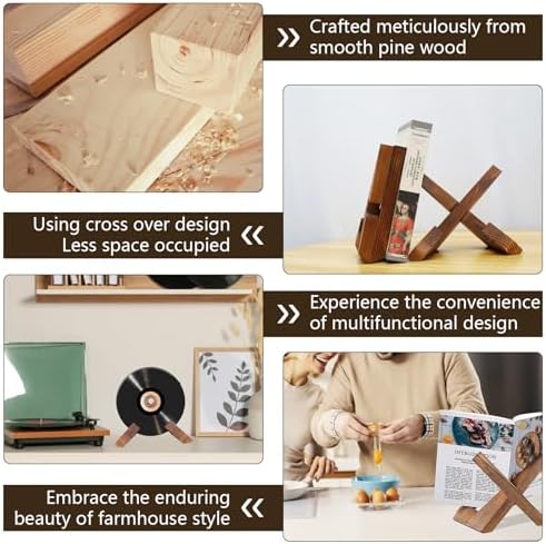 2Pcs Rustic Wooden Cookbook Stand with Detachable Design 1