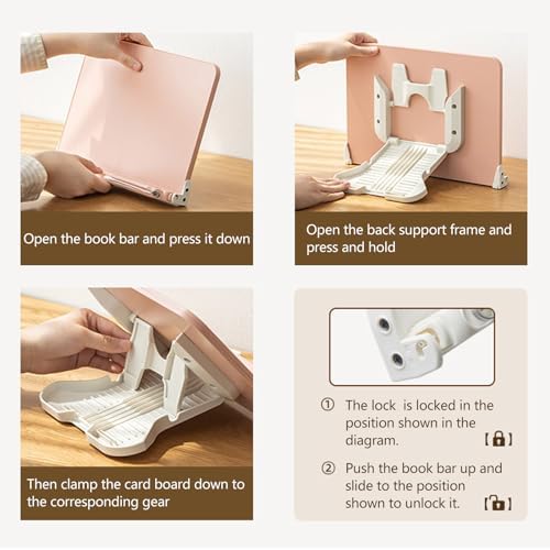 Foldable Cookbooks Stand Adjustable Reading Bracket for Home and School