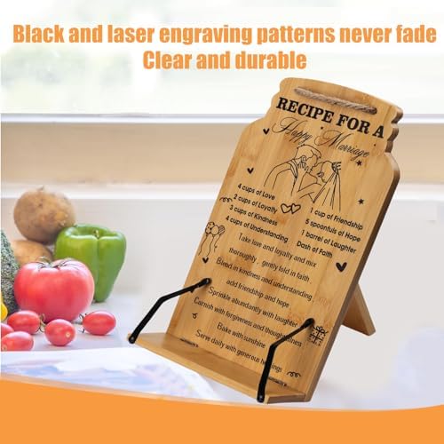Elegant Bamboo Cookbook Stand for Newlyweds