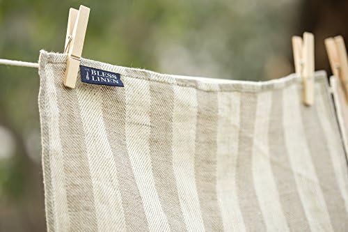 BLESS LINEN Jacquard Striped Linen Hand Towel Set of 2