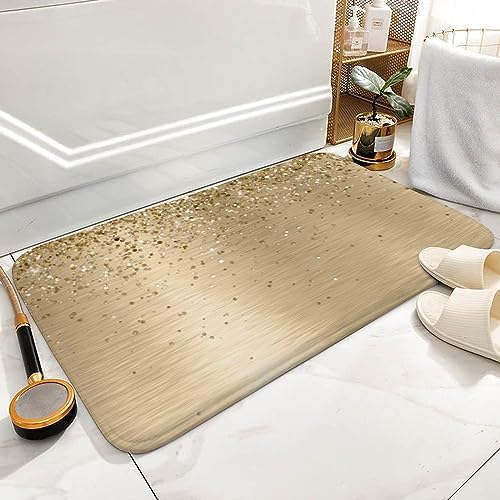Luxury Gold Bathroom Rug Soft Non-Slip Absorbent for Home Travel