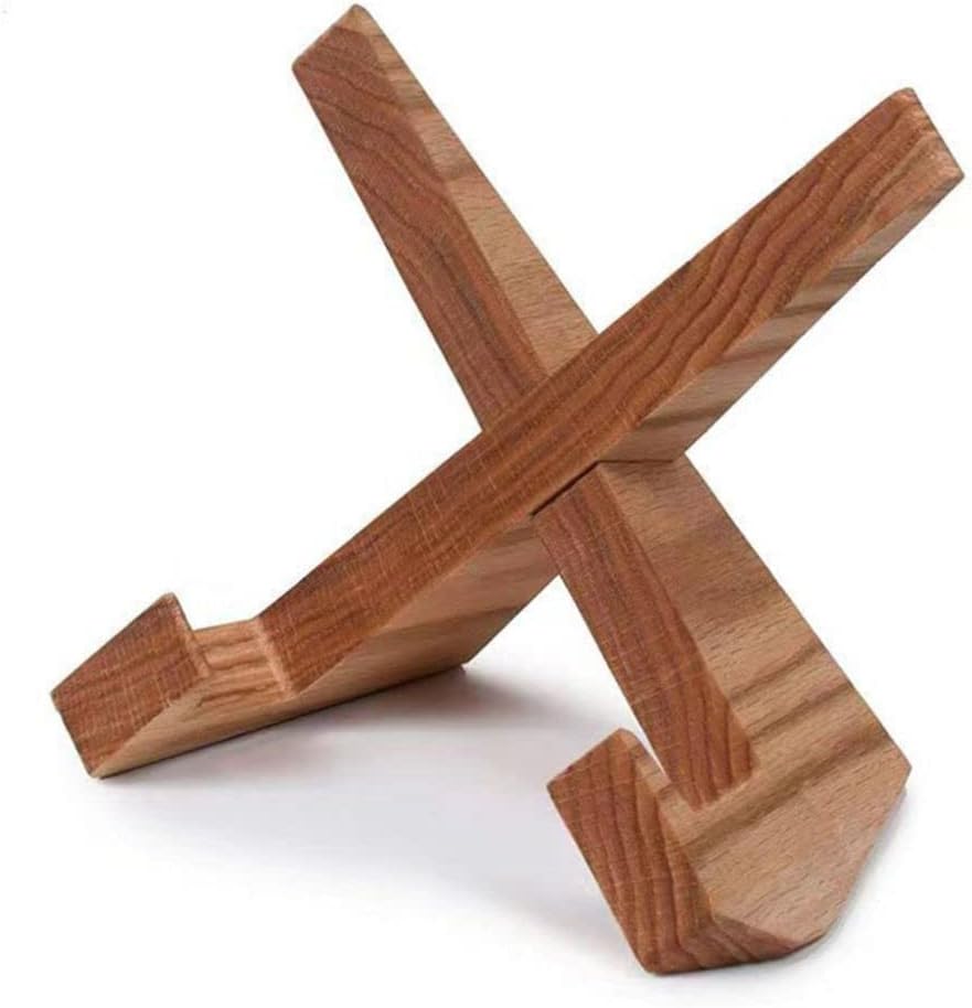 Sturdy Wood Cookbook Stand with Tablet Record Holder