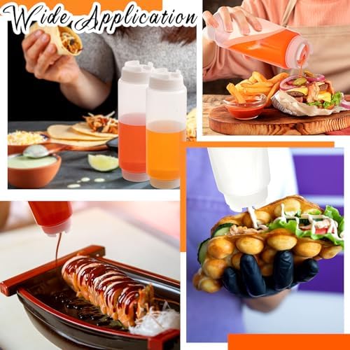 16 Pcs 32 oz Condiment Squeeze Bottles for Restaurant Kitchen