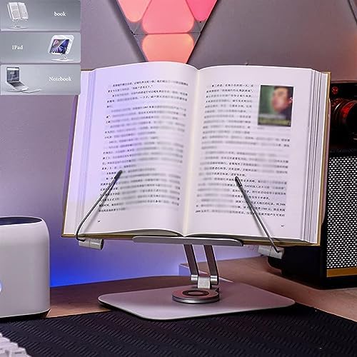 Adjustable 360 Book Holder with Page Clips Foldable for Cookbooks More