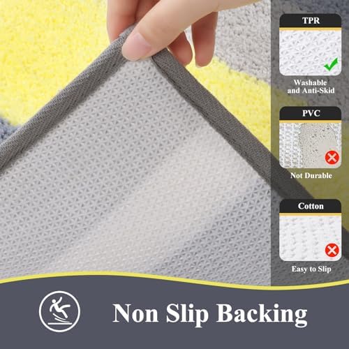 Vaukki 3 Piece Bathroom Rugs Set - Non Slip Shaggy Microfiber Mats