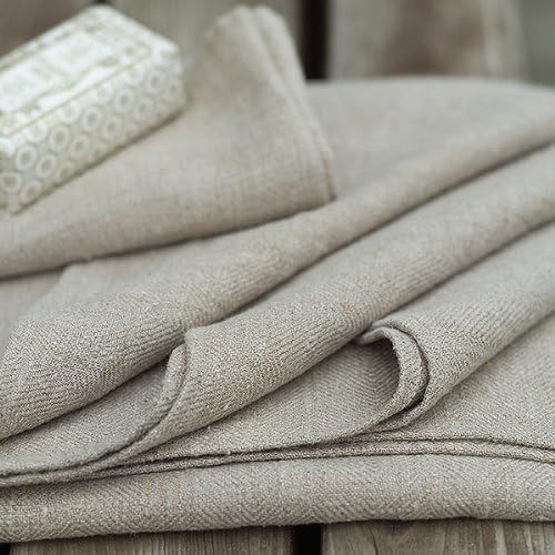 Set of 4 Natural Linen Huckaback Bath Towels Lara