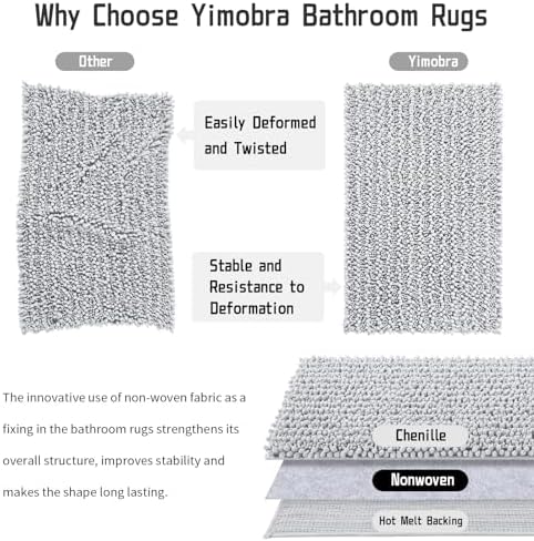 Yimobra Luxury Bathroom Mat 44 X 24 Ultra-Soft Non-Slip Machine Washable