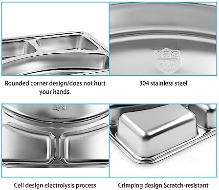 Durable stainless steel divided plates for separating and storing food