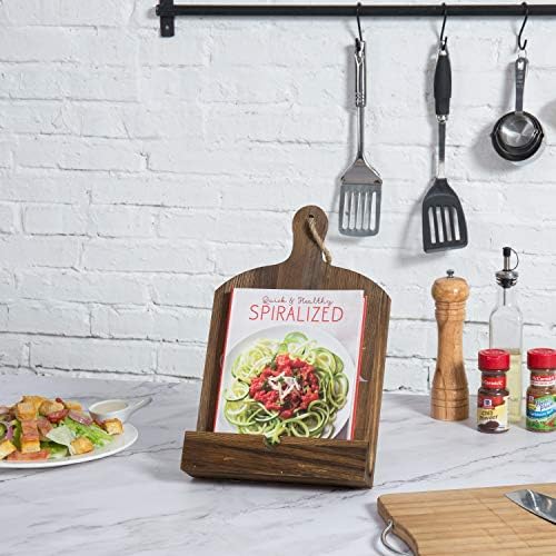 MyGift Brown Wood Cookbook Holder Stand