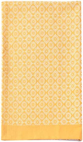 ACCENTHOME Cotton Hand Towels Set of 4 - Geometric Print Yellow