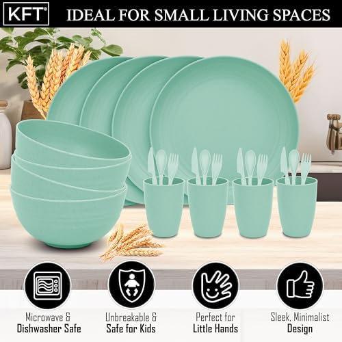 Eco-Friendly Dinnerware Set for 4 - Lightweight Unbreakable for Camping