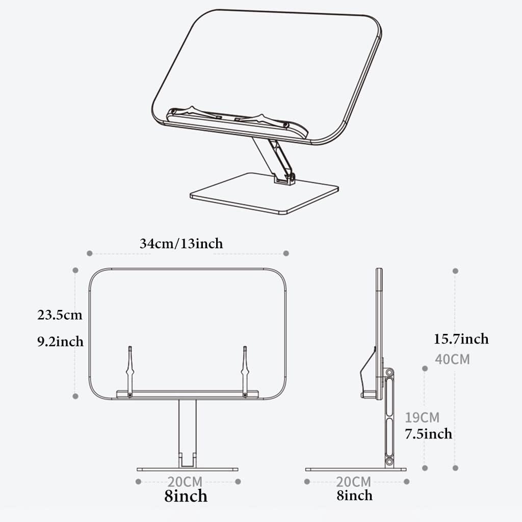 Book Stand for Reading Metal Adjustable Height 180 Rotation