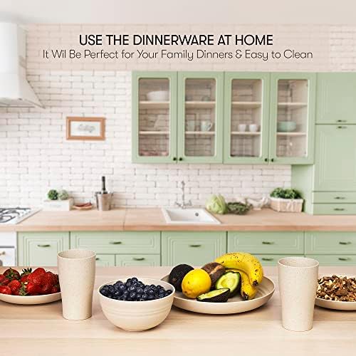 Premium Wheat Straw Dinnerware Sets for Home Camping Use