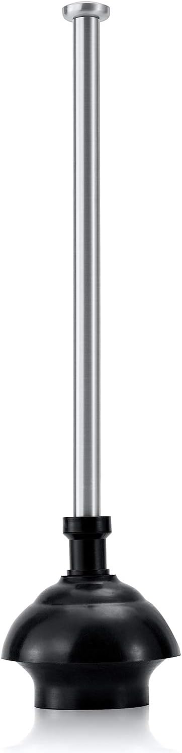 Stylish Stainless Steel Toilet Plunger with Holder for Bathroom