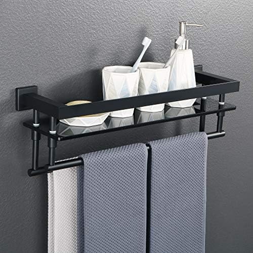 Alise 20-inch Double Towel Bar Glass Shelf for Bathroom