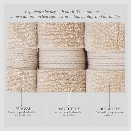 Elegance Essentials 550GSM 100 Cotton Zero Twist Quick Dry Bath Towel Set
