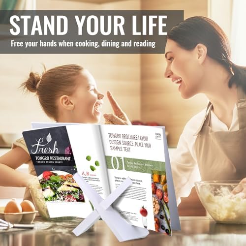 Sunnychicc Bamboo Cookbook Stand with Tablet Holder 1