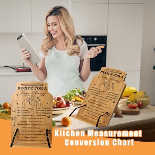 Elegant Bamboo Cookbook Stand for Newlyweds