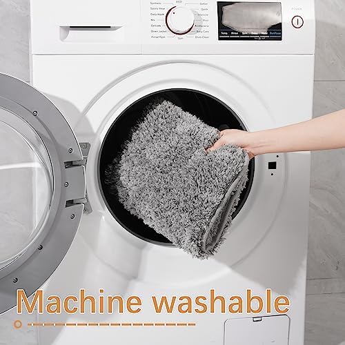 Luxurious 36x24-inch bathroom rug machine washable non-slip grey