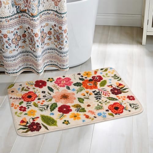 Stylish Non-Slip Bathmat with Soft Floral Design